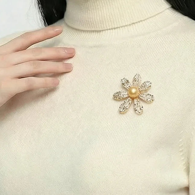8.5-9mm Daisy Freshwater Pearl Brooch-AAA Quality