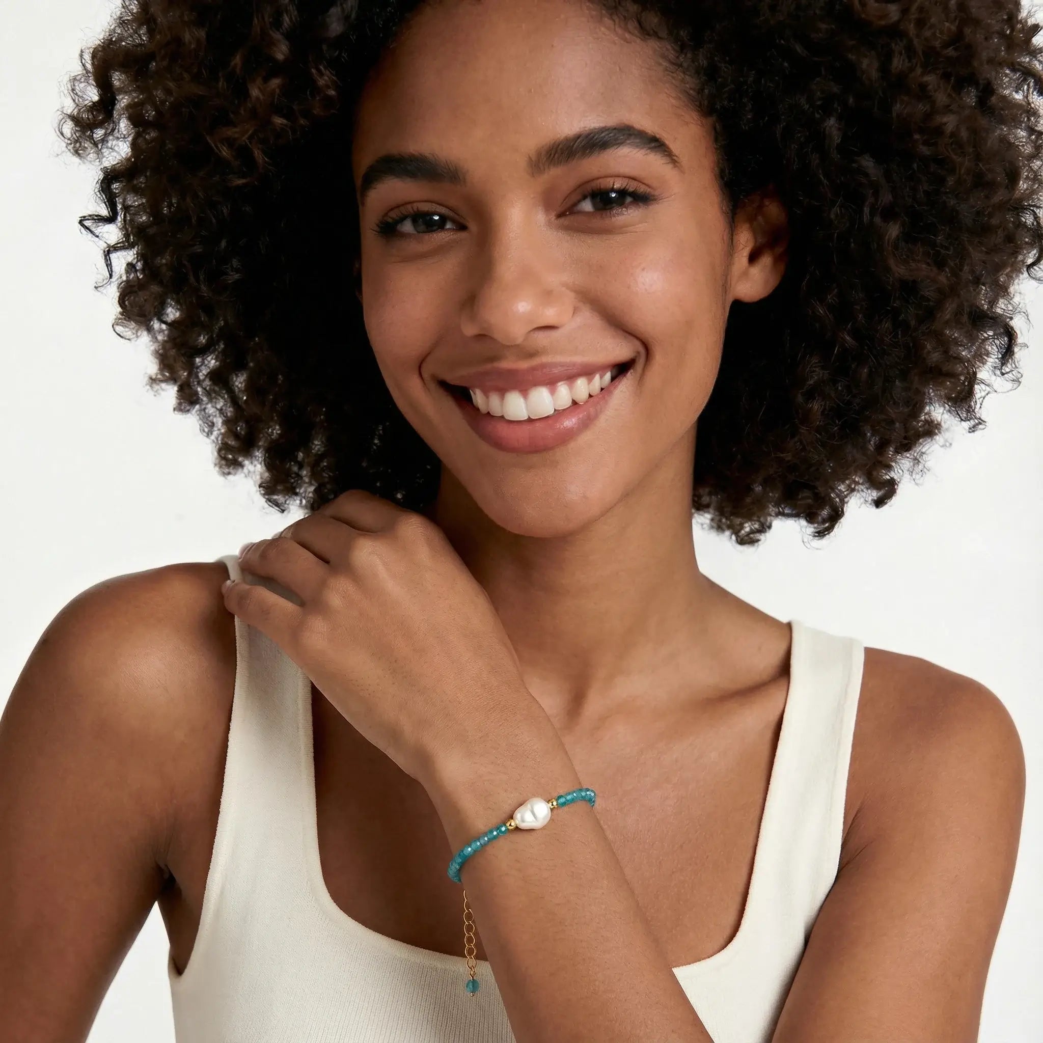 Freshwater Pearl & Apatite Bracelet