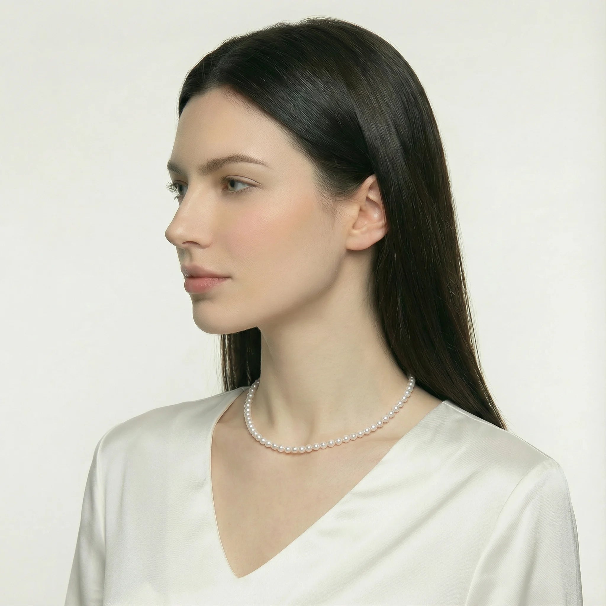 5-7mm White Freshwater Pearl Necklace-AAA Quality