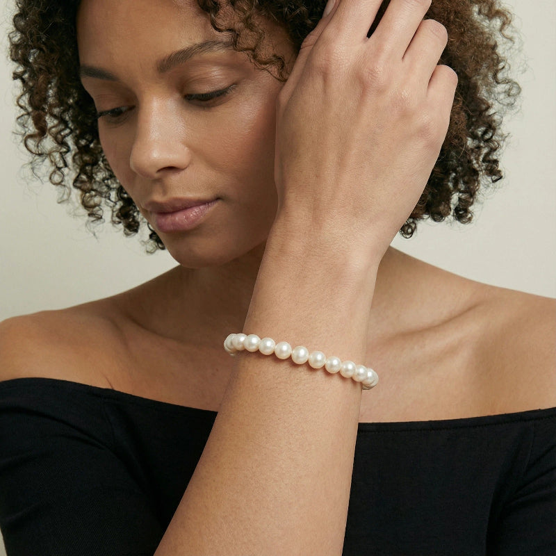 7.0-7.5mm White Freshwater Pearl Bracelet - AAA Qualit