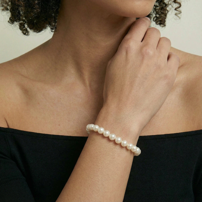 7.0-7.5mm White Freshwater Pearl Bracelet - AAA Qualit