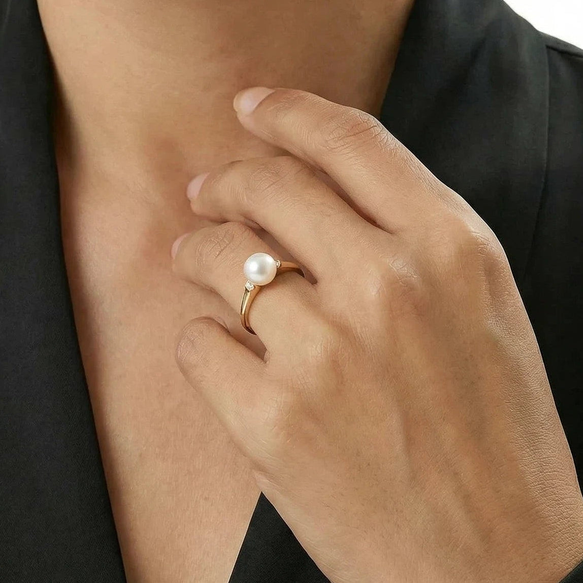 Single-Pearl Open Band Freshwater Pearl Ring