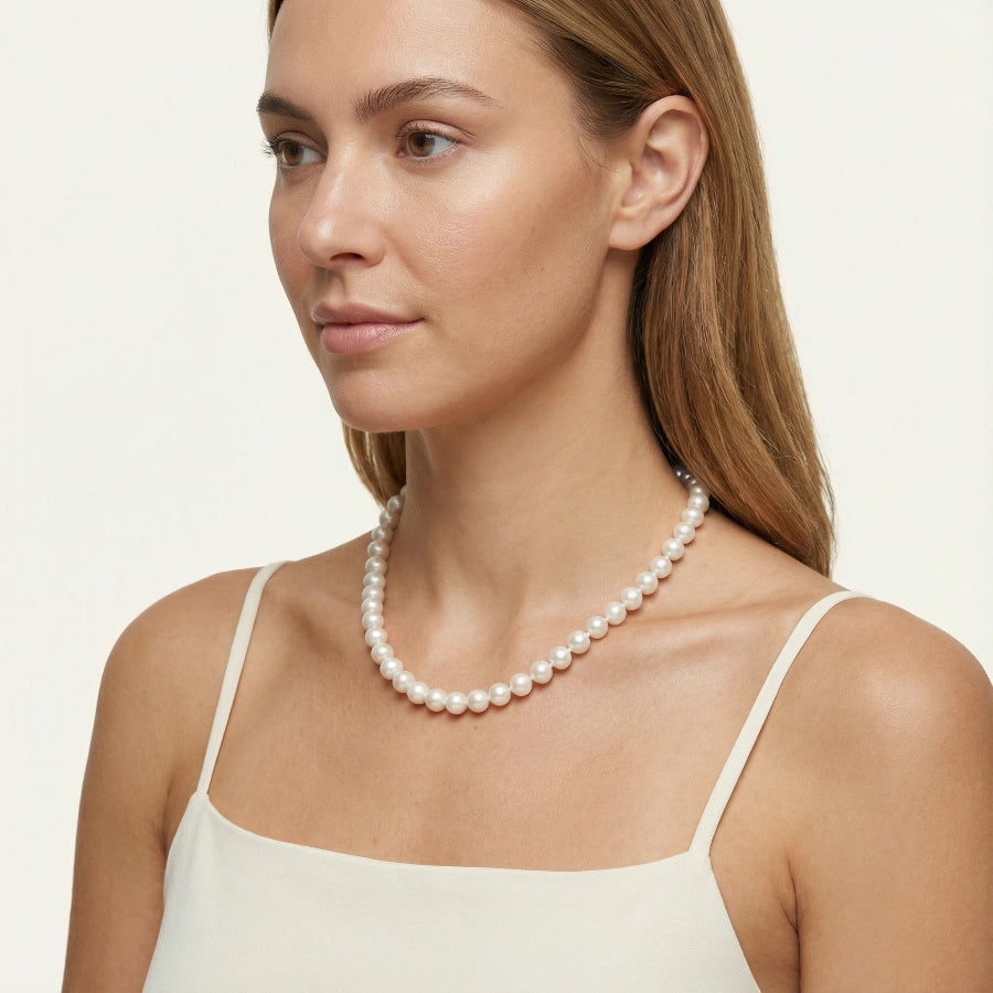8-8.5mm White Freshwater Pearl Necklace - AAA Quality