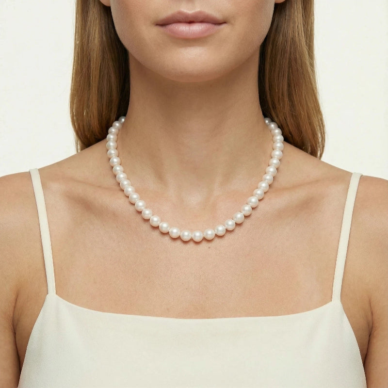 8-8.5mm White Freshwater Pearl Necklace - AAA Quality