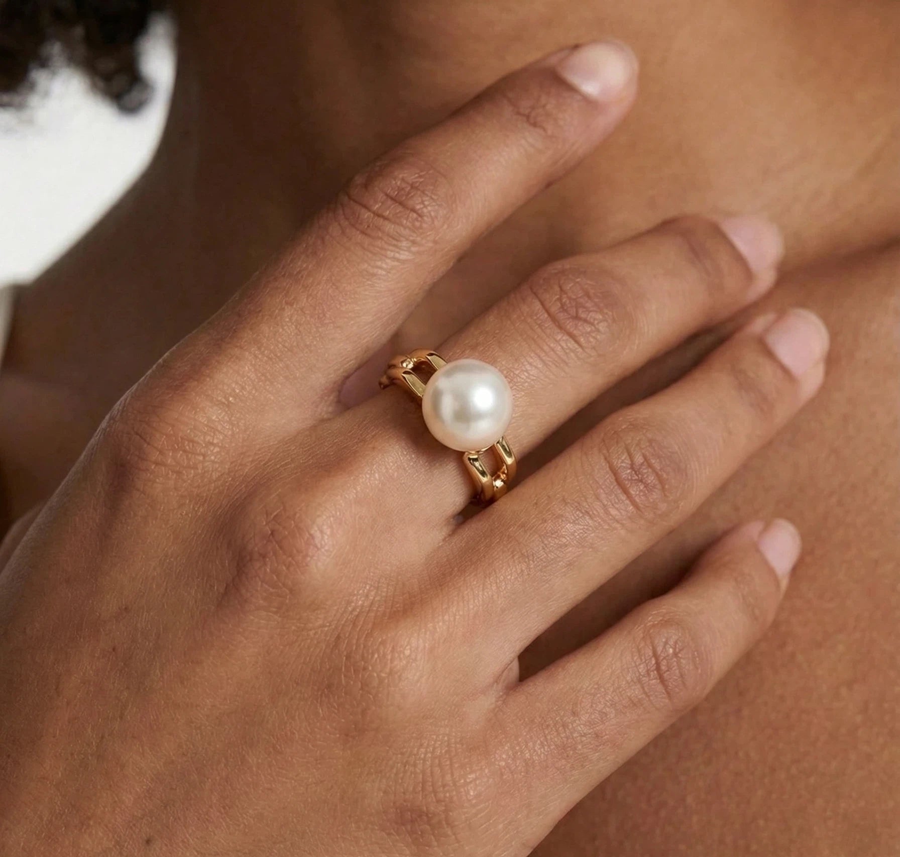 9.5-10.5mm White Freshwater Pearl Ring