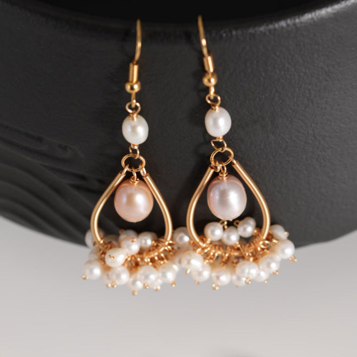 Celestia Veil Teardrop Pearl Chandelier Earrings