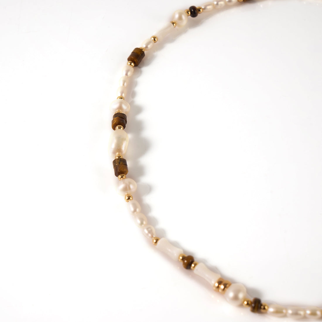 Gold&White Freshwater Pearl Necklace