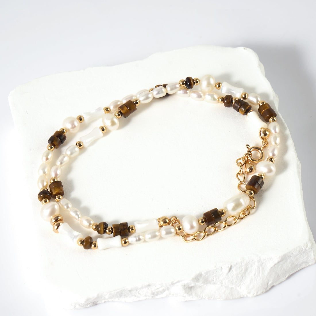 Gold&White Freshwater Pearl Necklace