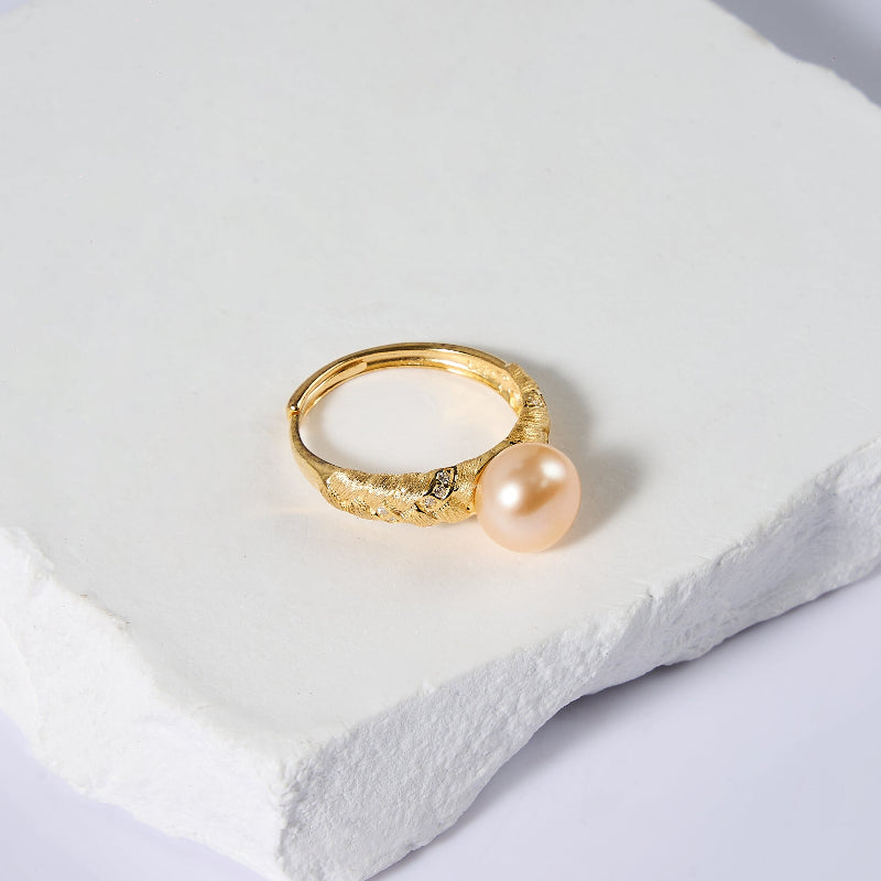 9-9.5mm champagne Freshwater Pearl Ring