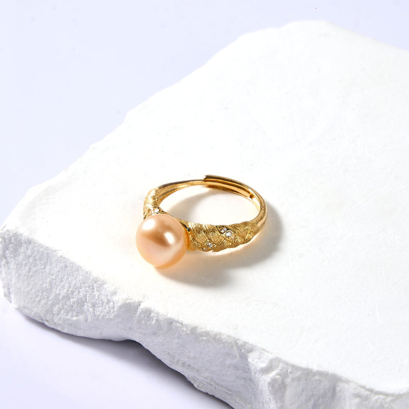 9-9.5mm champagne Freshwater Pearl Ring