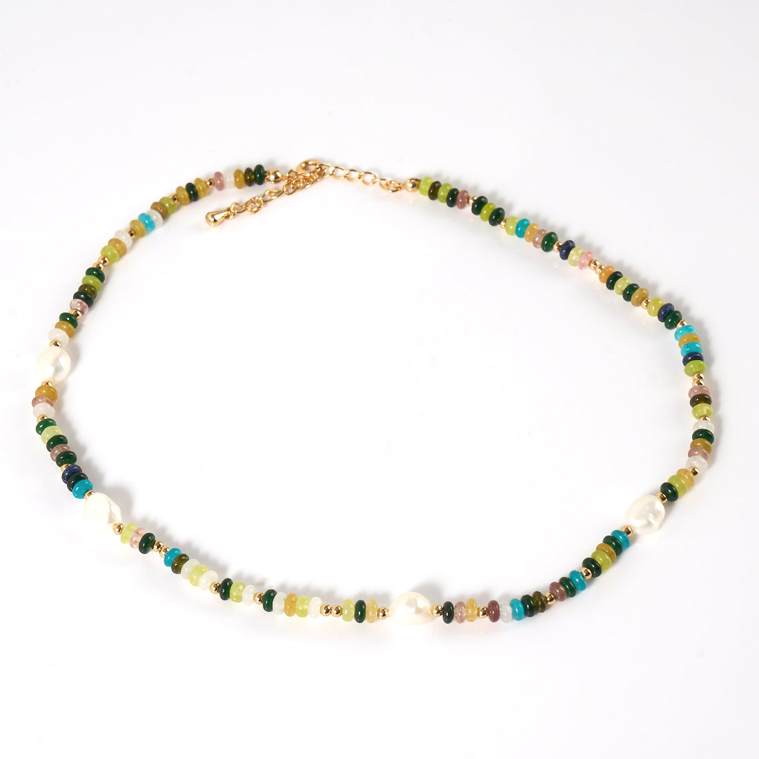 Colorful Stone & Freshwater Pearl Necklace