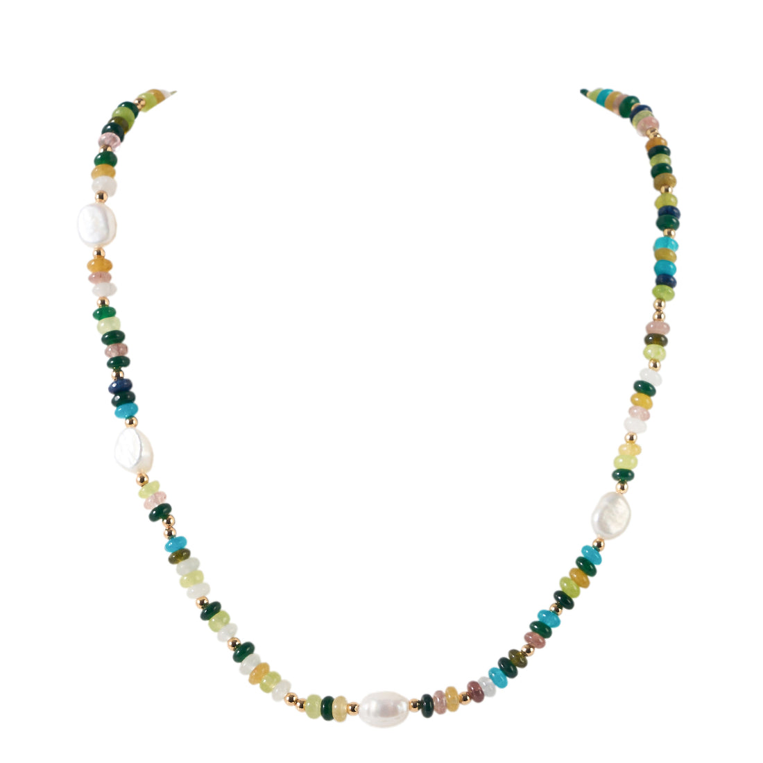 Colorful Stone & Freshwater Pearl Necklace