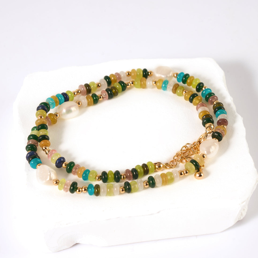 Colorful Stone & Freshwater Pearl Necklace