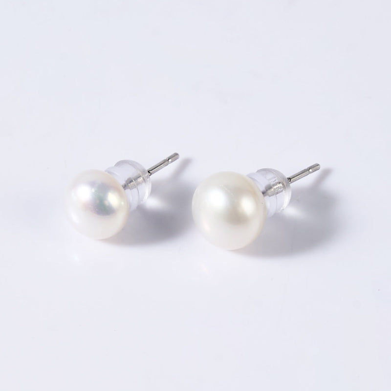 8mm White Freshwater Pearl Stud Earrings