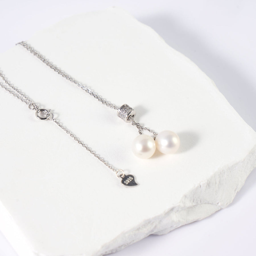 7.5-8.5mm double White Freshwater Pearl Pendant