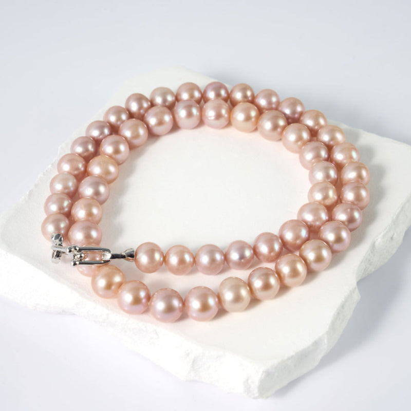 7-10.5mm Pink Freshwater Pearl Necklace - AAA Quality