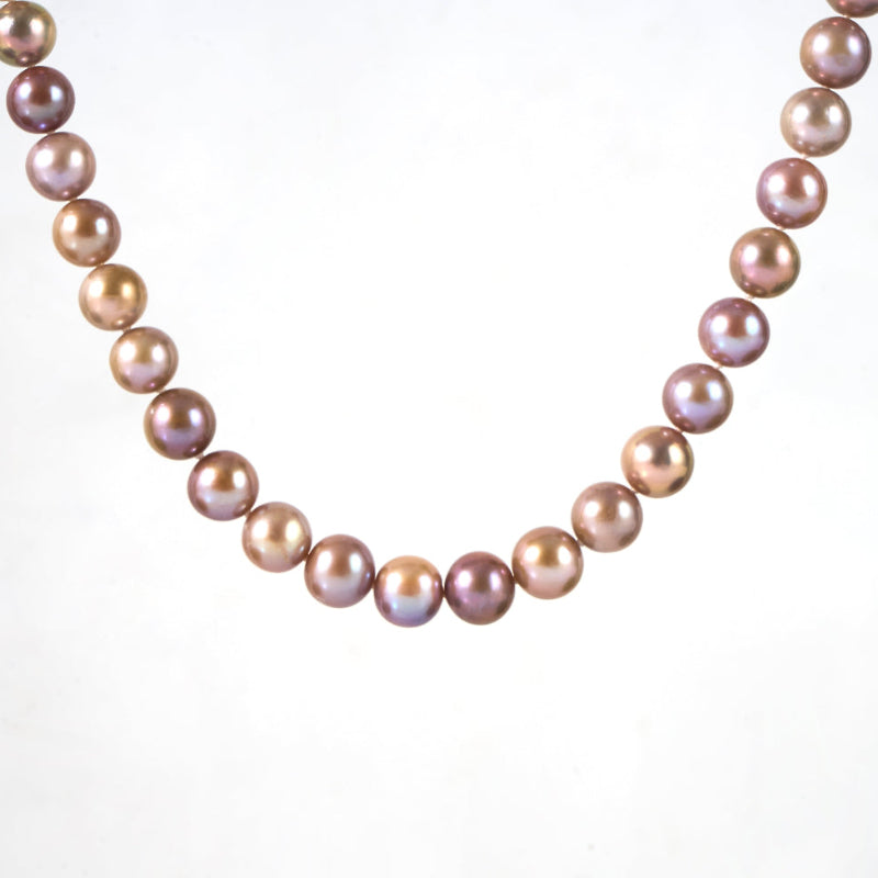 7–10.5mm Pavé Circle Clasp Lavender & Peach Freshwater Pearl Necklace – AAA Quality