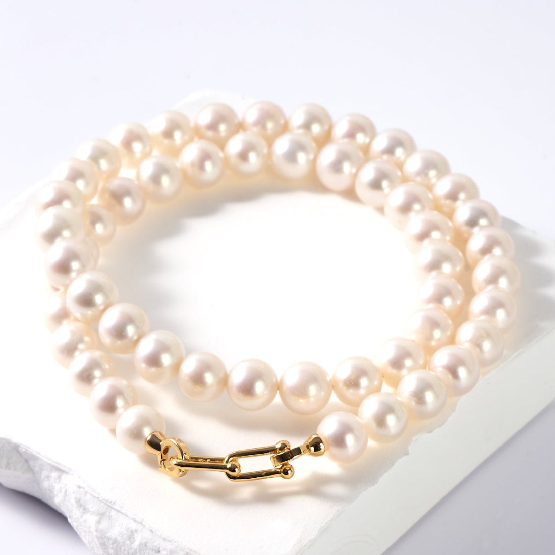 7-10.5mm Link Clasp White Freshwater Pearl Necklace – AAA Quality