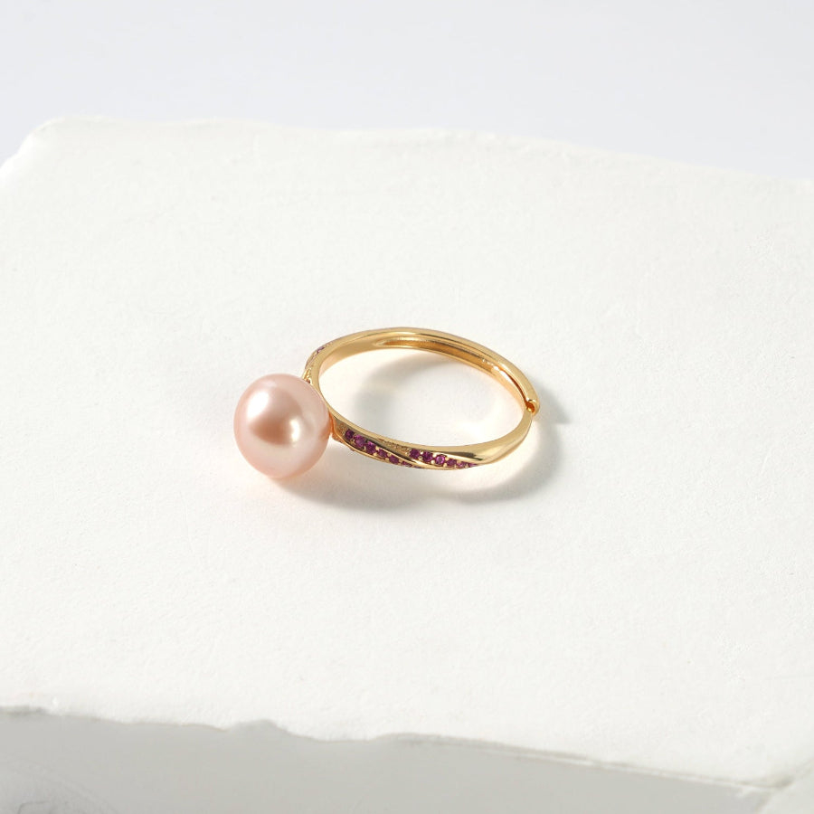 8.5-9.5mm Pink Freshwater Pearl Ring