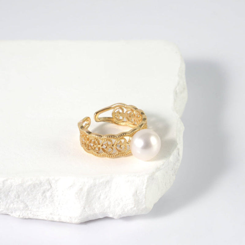 8.5-9.5mm White Freshwater Pearl Ring