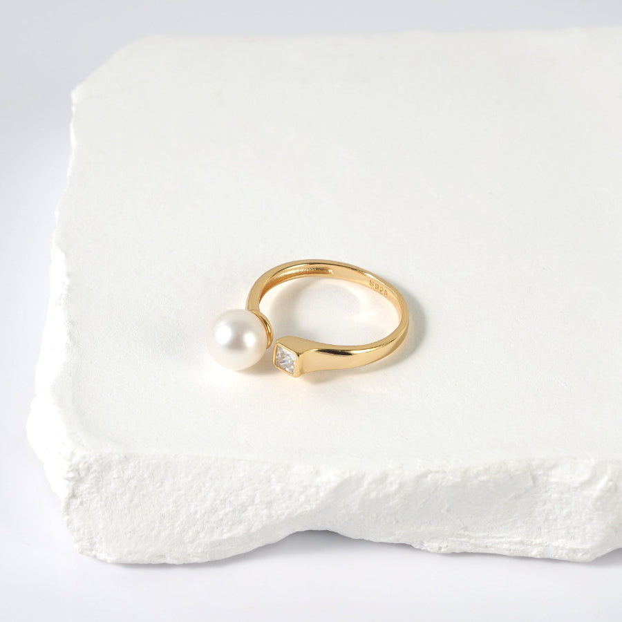 7.5-8.5mm White Freshwater Pearl Ring
