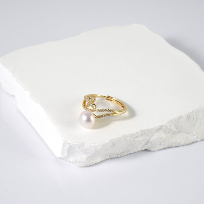 7.5-8.5mm White Freshwater Pearl Ring