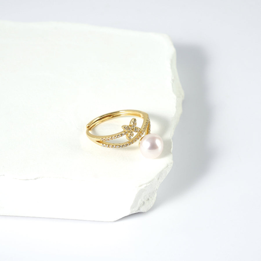 7.5-8.5mm White Freshwater Pearl Ring