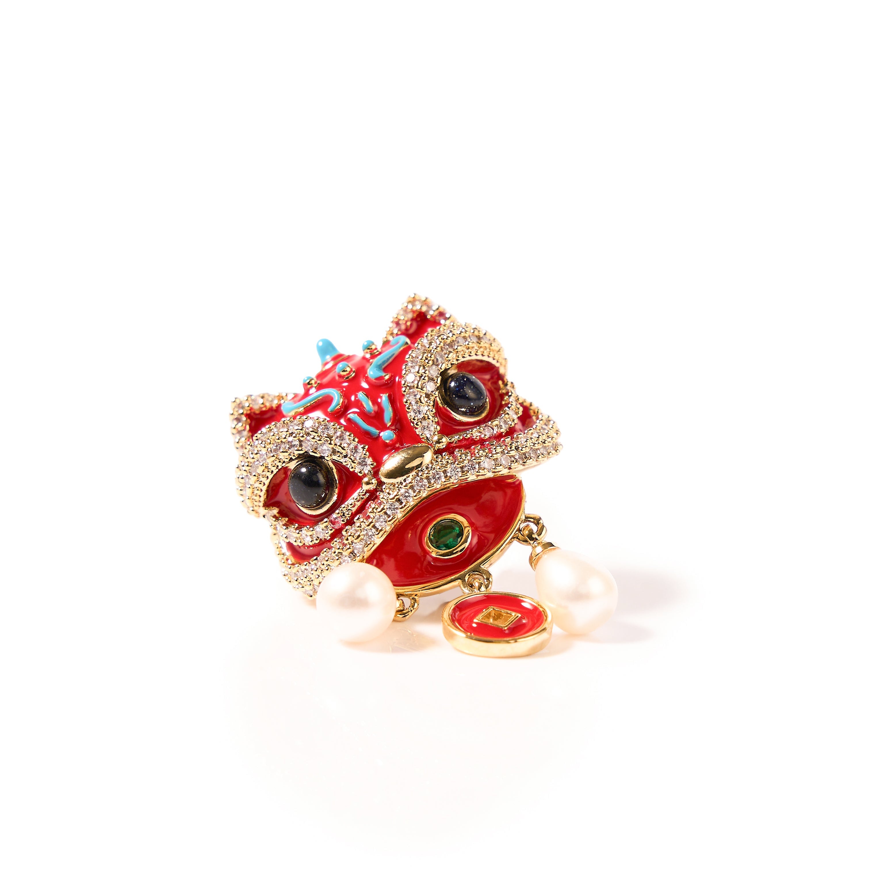 6-7mm Lion Dance Freshwater Pearl Brooch-AAA Quality