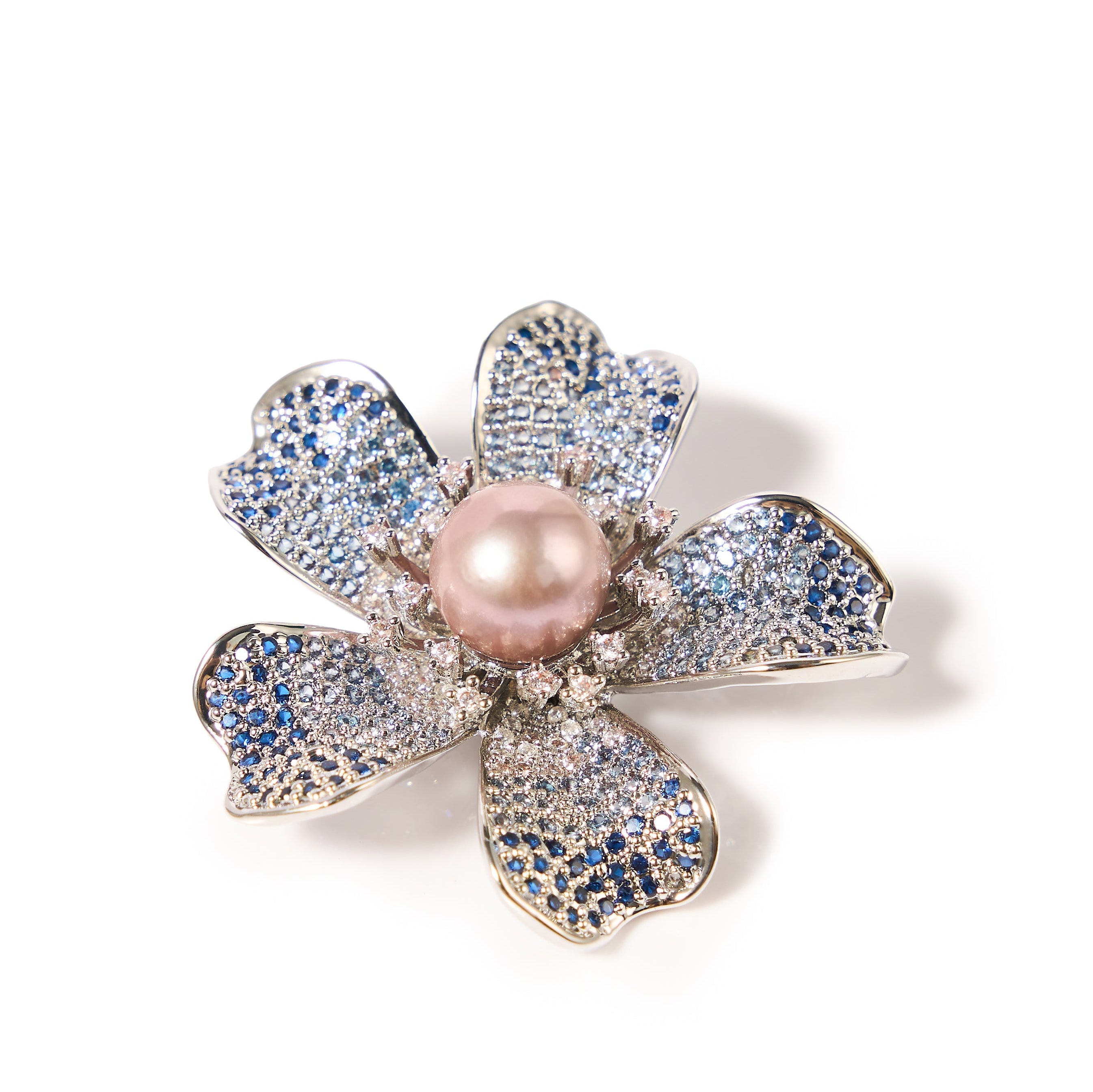 11-12mm Blue Cherry Blossom Freshwater Pearl Brooch-AAA Quality