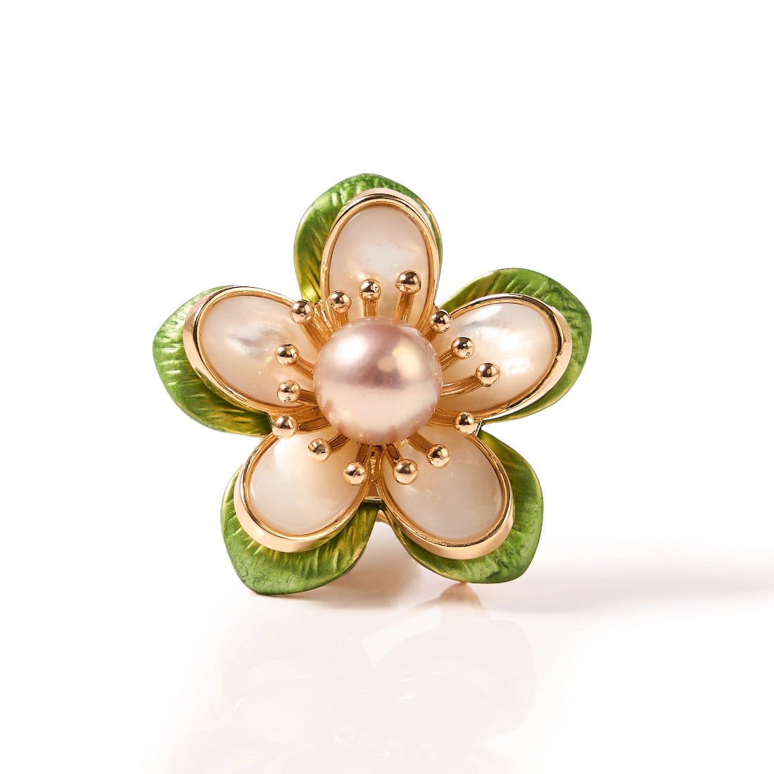 9.5-10.5mm Cherry Blossom Freshwater Pearl Brooch-AAA Quality