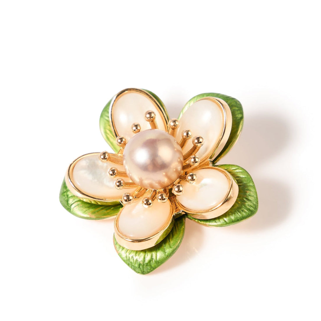 9.5-10.5mm Cherry Blossom Freshwater Pearl Brooch-AAA Quality