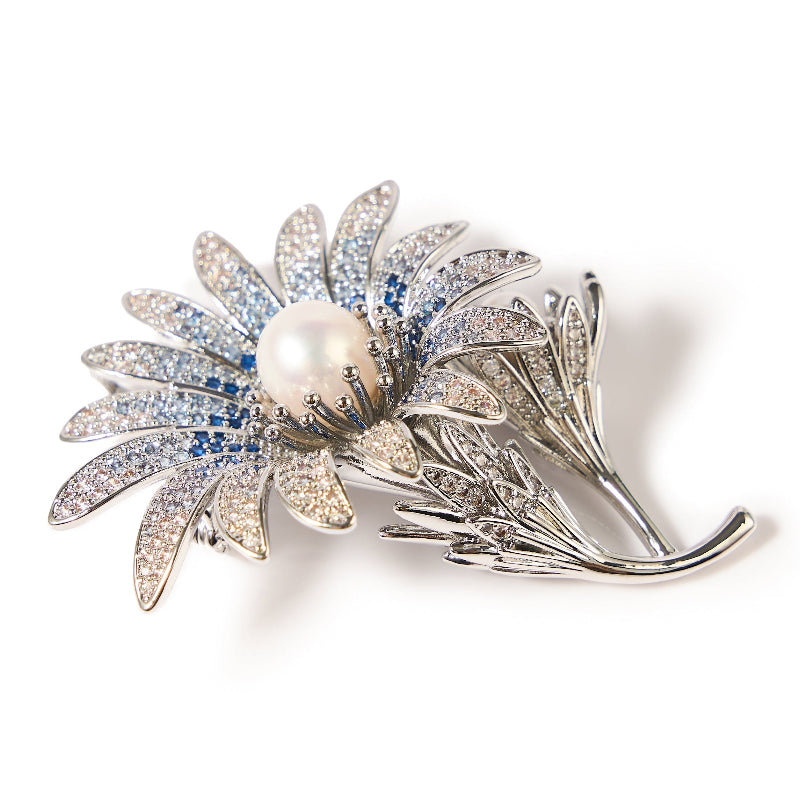 8.5-9.5mm Daisy Freshwater Pearl Brooch-AAA Quality