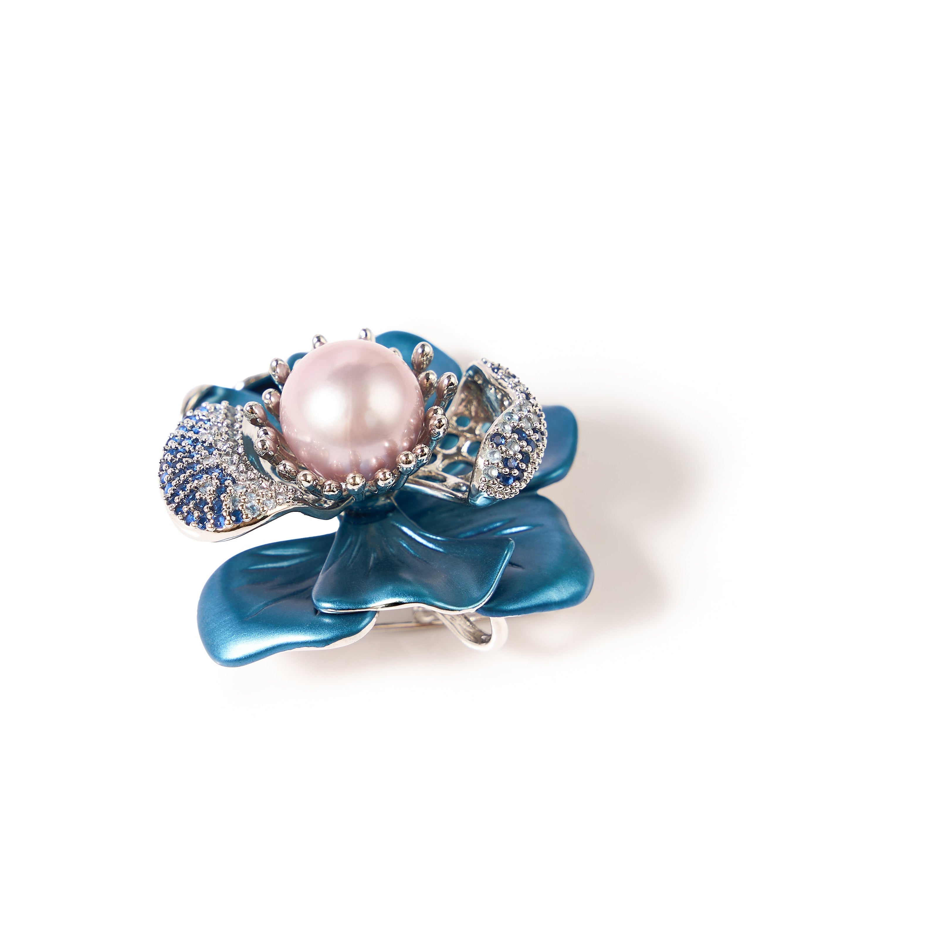 11-12mm Blue Floral Pearl Brooch-AAA Quality