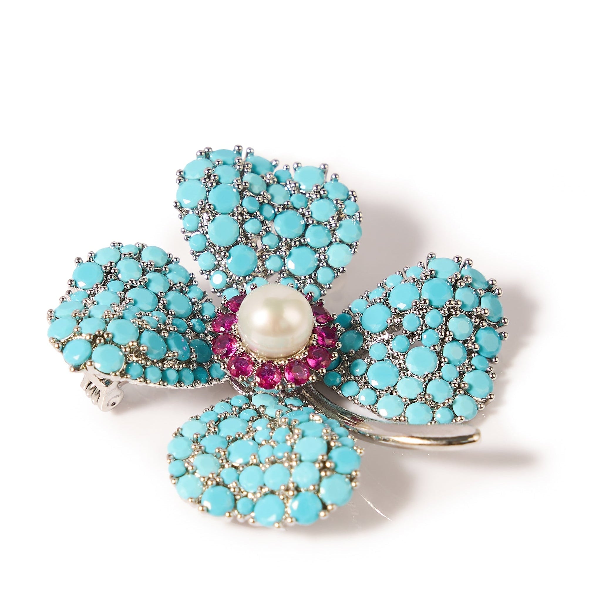 6.5-7.5mm Four-Leaf Flower Freshwater Pearl Brooch-AAA Quality