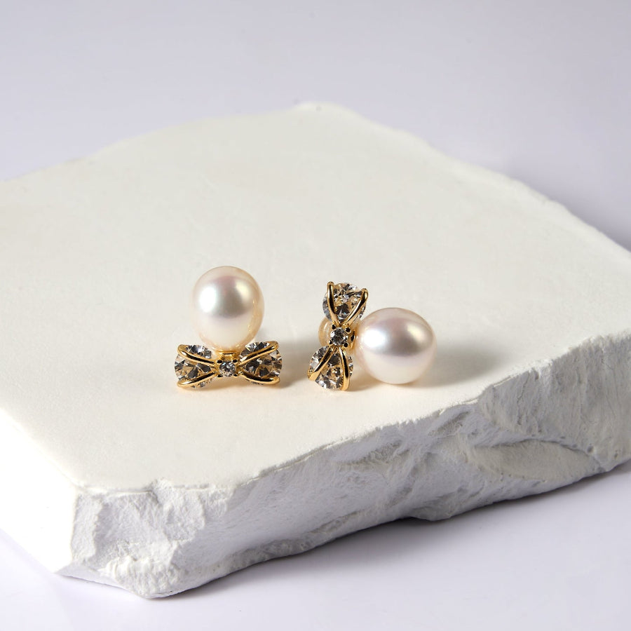 8.5-9.5mm White Freshwater Pearl Stud Earrings