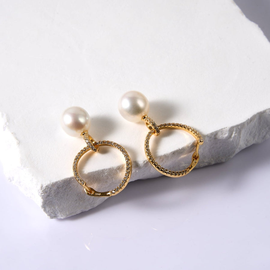 8.5-9.5mm White Freshwater Pearl Stud Earrings