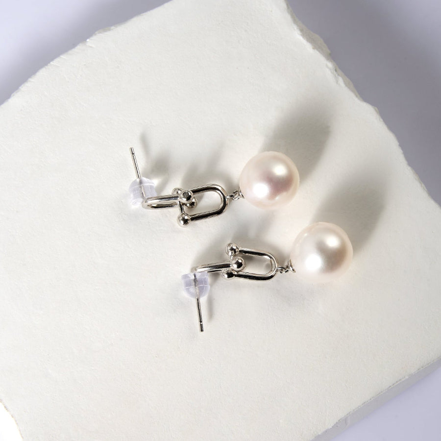 10.5-11.5mm White Freshwater Pearl Stud Earrings