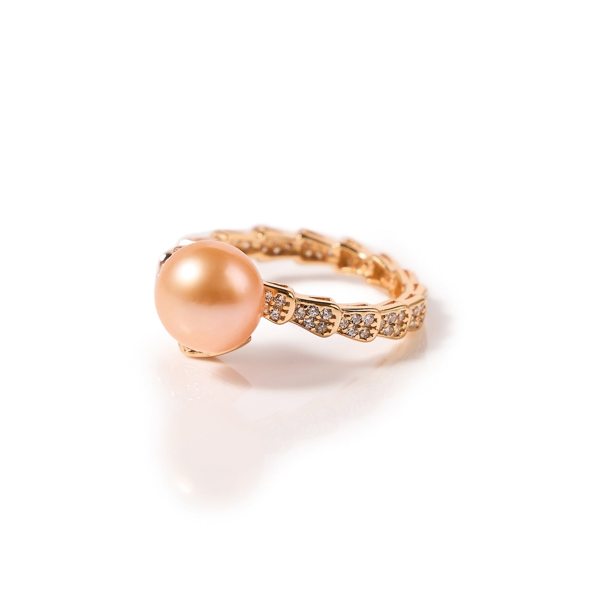 7.5-8mm Warm Gold Freshwater Pearl Ring-AAA Quality