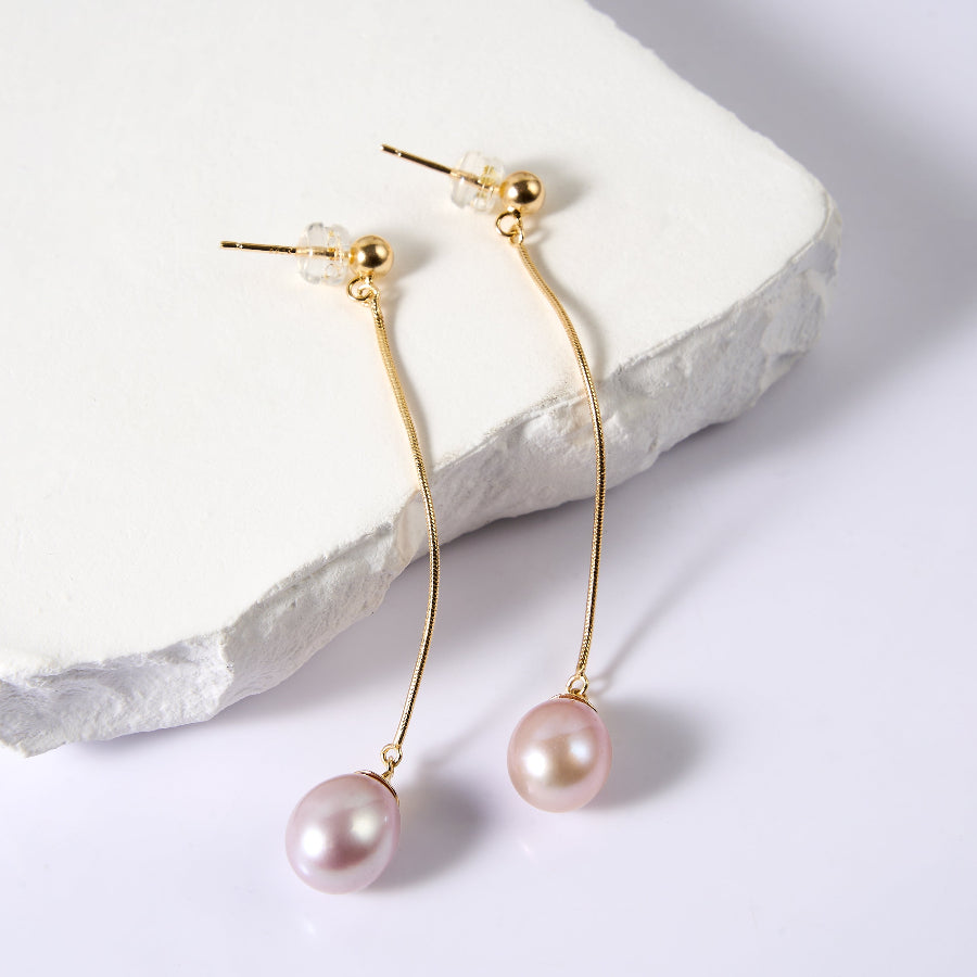 8.5-9.5mm Purple Freshwater Pearl Stud Earrings