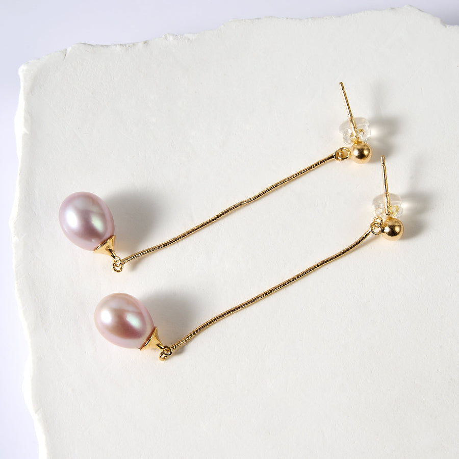 8.5-9.5mm Purple Freshwater Pearl Stud Earrings