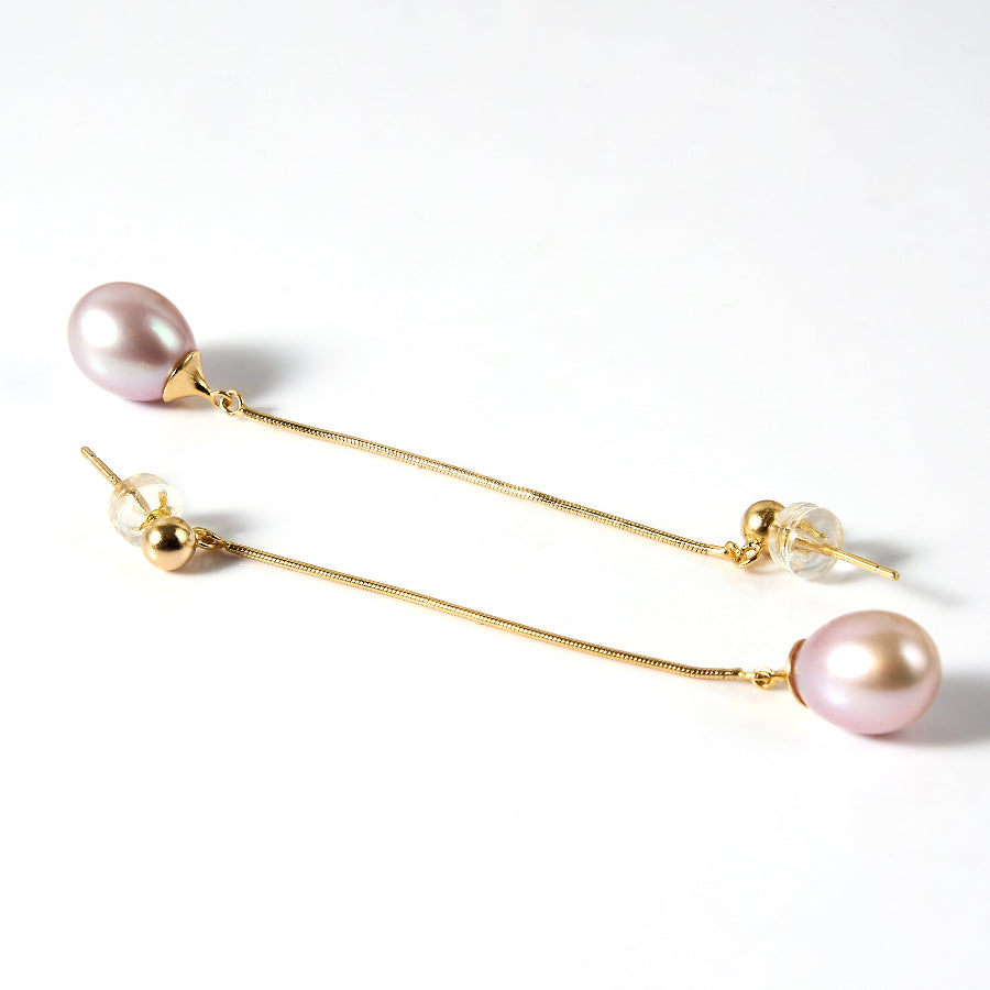8.5-9.5mm Purple Freshwater Pearl Stud Earrings