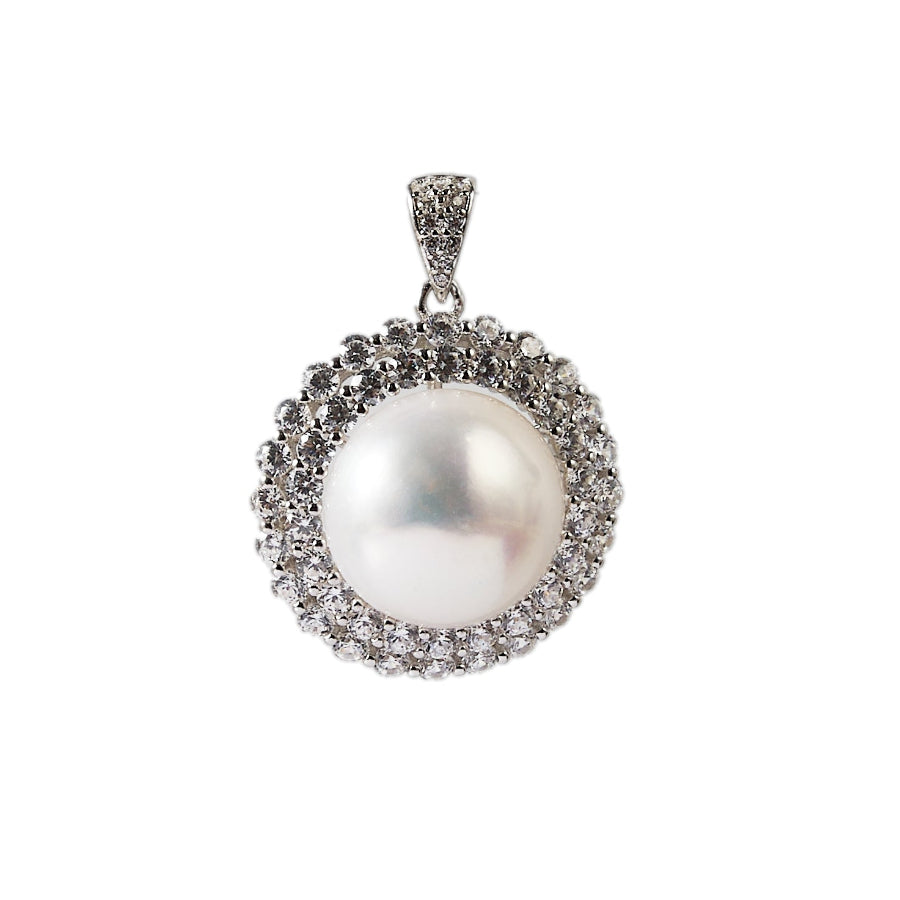 12.5-13mm White Freshwater Pearl Pendant Only — Chain Not Included