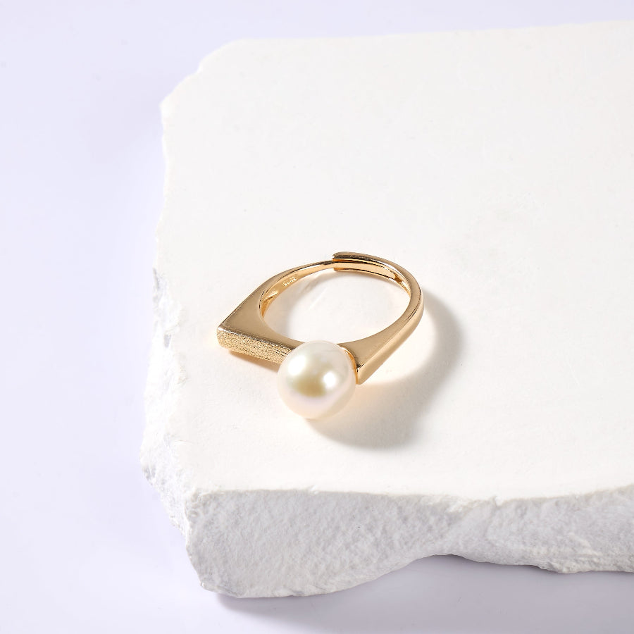 8.5-9.5mm White Freshwater Pearl Ring