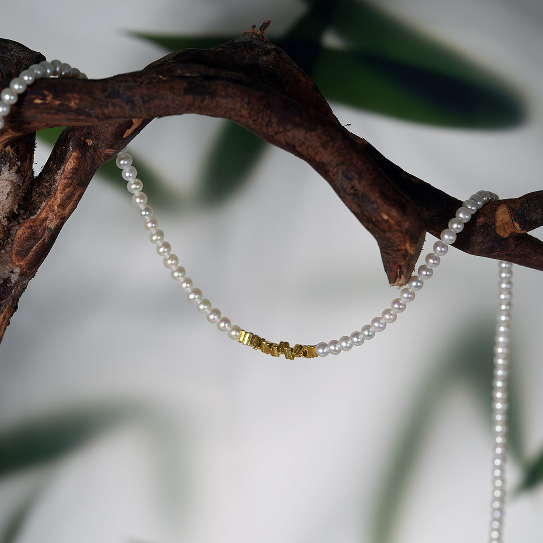 Golden Whisper Nugget Drift Pearl Jewelry Set