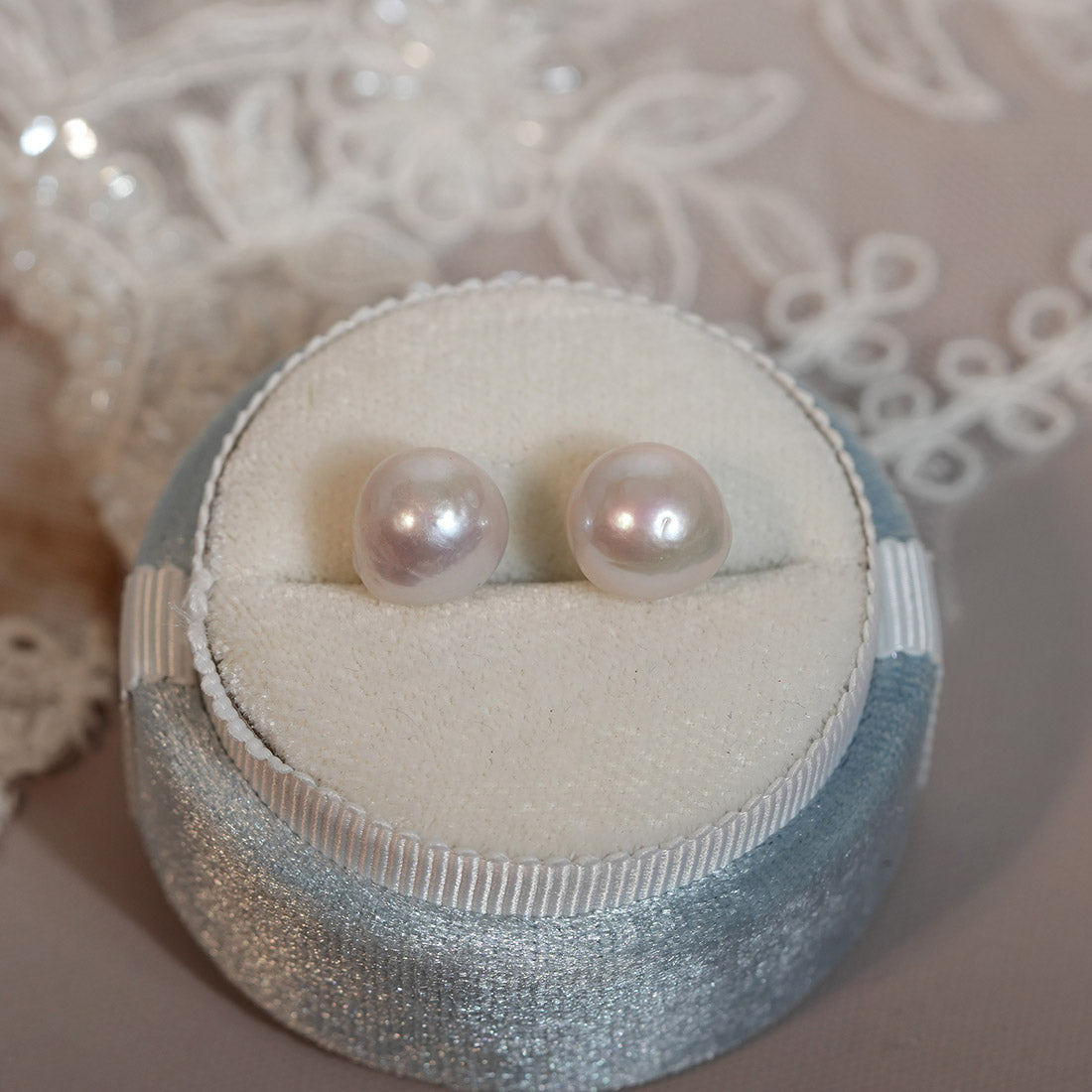Iridescent Whisper Baroque Pearl Stud Earrings