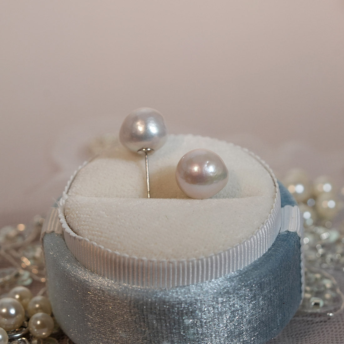 Iridescent Whisper Baroque Pearl Stud Earrings