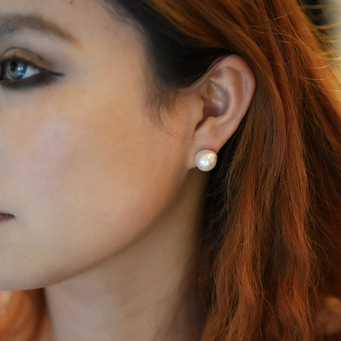 Iridescent Whisper Baroque Pearl Stud Earrings