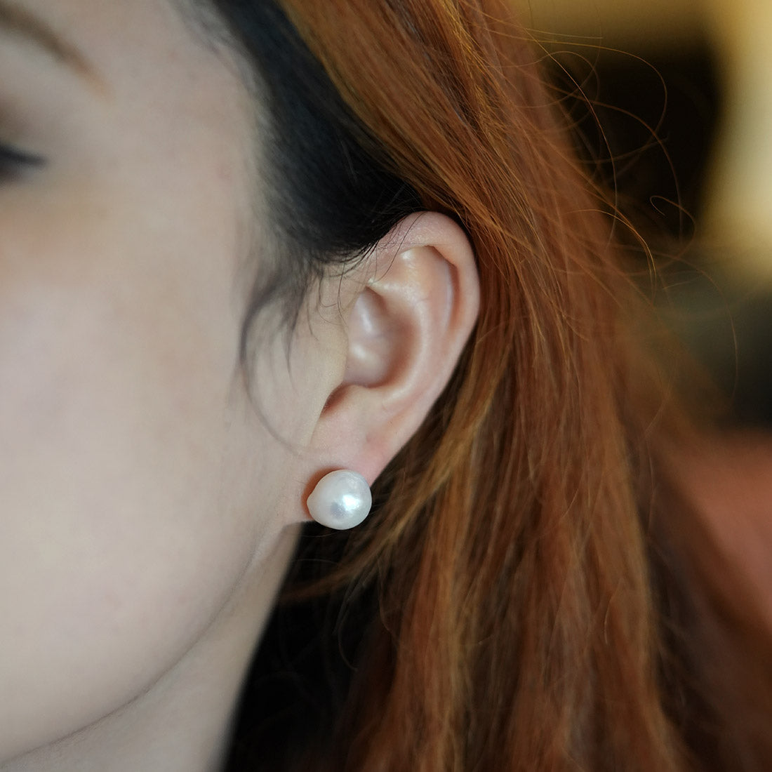 Iridescent Whisper Baroque Pearl Stud Earrings