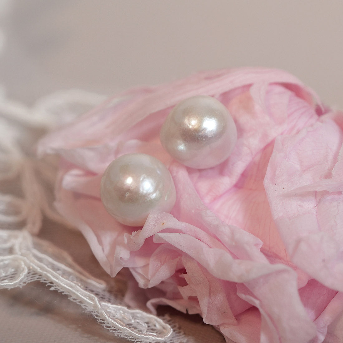 Iridescent Whisper Baroque Pearl Stud Earrings