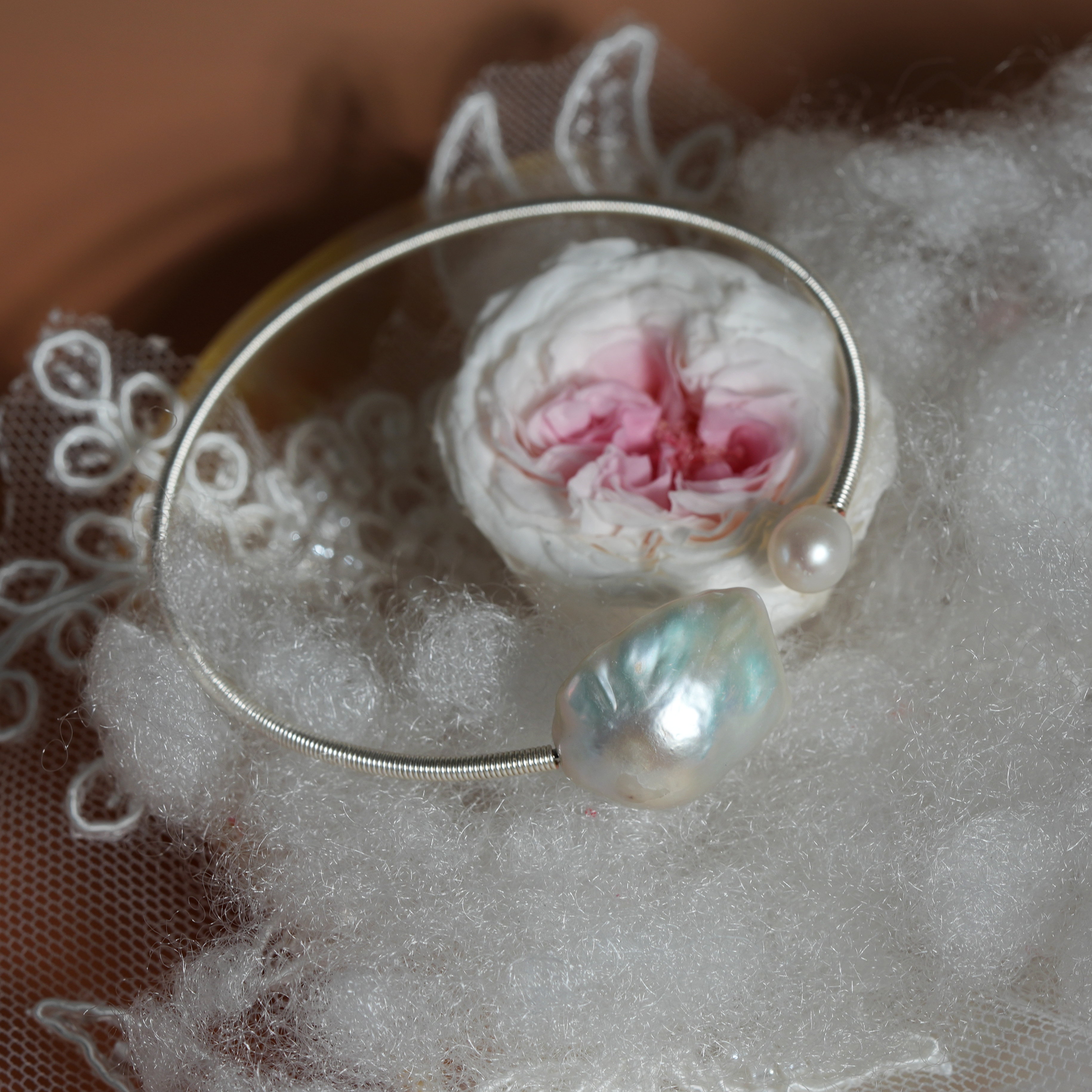 Irisa White Baroque Pearl Wrapped Bracelet